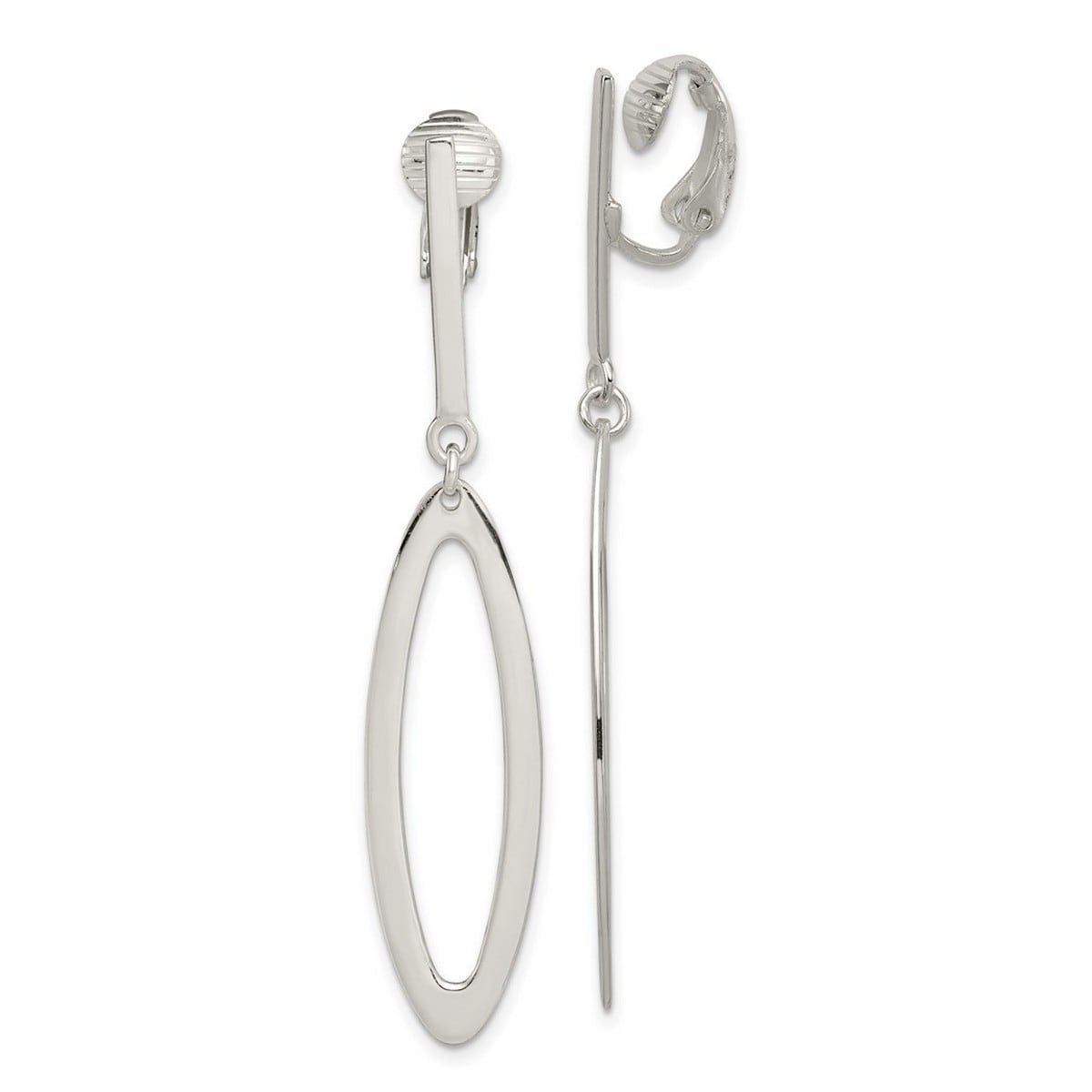 Curata 925 Sterling Silver Solid Polished Non Pierced Oval Dangle Clip Earrings Jewelry Gifts For Women