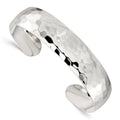 Curata 925 Sterling Silver 15Mm Hammered Adjustable Cuff Stackable Bangle Bracelet
