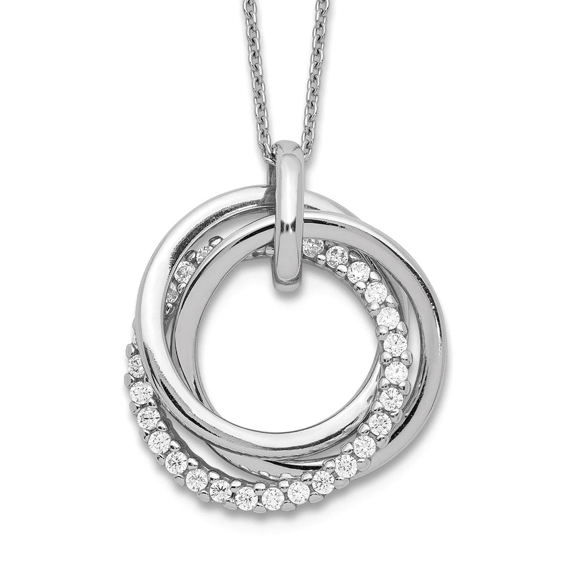 Curata 925 Sterling Silver Prong Set Open Back Hidden Bail Rhodium Plated Simulated Opal And Cubic Zirconia Pendant Necklace Jew
