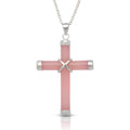 Curata 925 Sterling Silver 18 Dyed Pink Jade Cross Pendant Necklace 25Mm X 35Mm 25Mmx35Mm