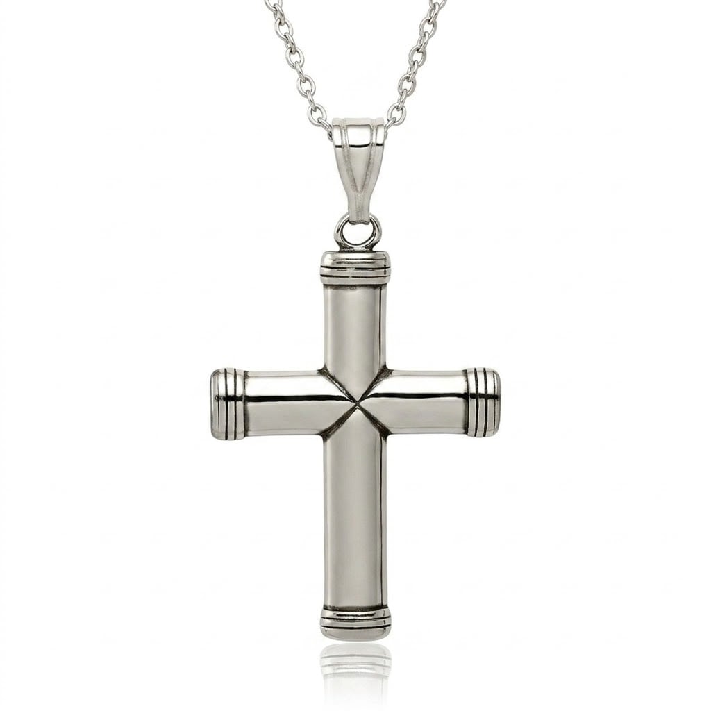 Curata 925 Sterling Silver 18 Unisex Antiqued Cross Necklace 47X25Mm