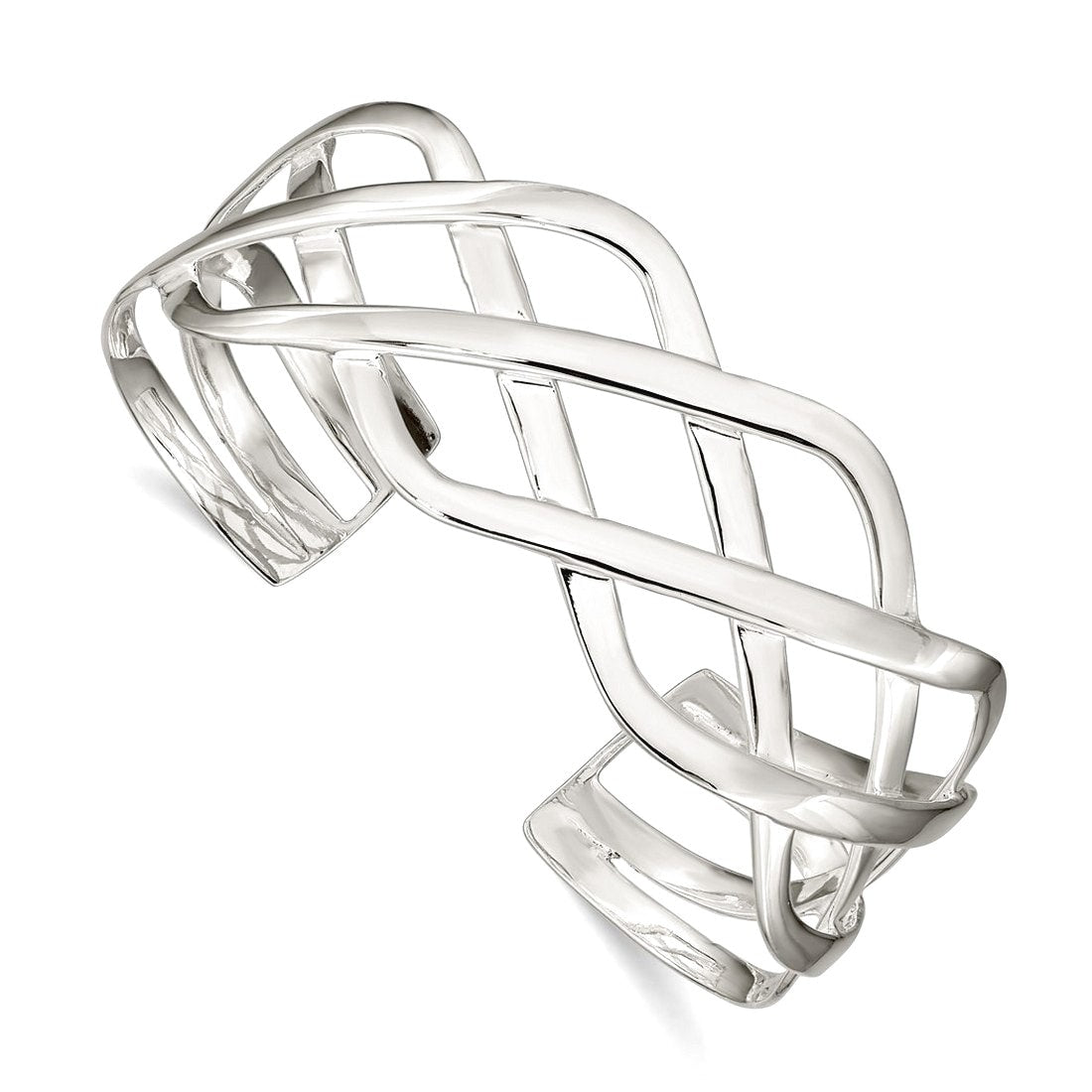 Curata 18.5Mm 925 Sterling Silver Polished Twisted Center Cuff Bangle Bracelet