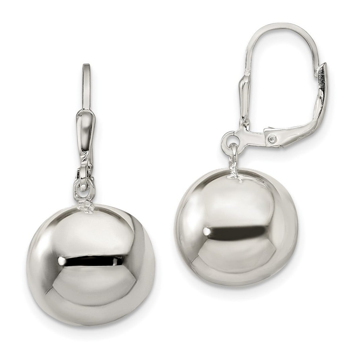 Curata 925 Sterling Silver 14Mm Ball Dangle Leverback Earrings Jewelry Gifts For Women
