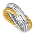 Curata 925 Sterling Silver 7.5 12.5Mm Italian Two Tone Tubogas Stretch Bangle Bracelet