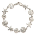 Curata 925 Sterling Silver 7 Seashell Starfish Sand Dollar Summer Bracelet White