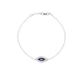 Curata 925 Sterling Silver 7 Cubic Zirconia Enamel Evil Eye Adjustable Bracelet Rhodium Yellow And Rose Gold Plated