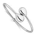 Curata 925 Sterling Silver 7 Italian Rhodium Puffed Teardrop Bypass Flexible Bracelet