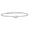 Curata 925 Sterling Silver 7 Italian Rhodium Puffed Teardrop Layering Bracelet