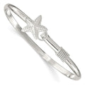 Curata 925 Sterling Silver 7 Textured Nautical Starfish Hook Bangle Bracelet