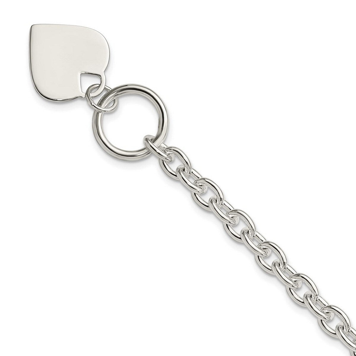 Curata 925 Sterling Silver 8 Polished Engravable Heart Tag Chunky Toggle Bracelet