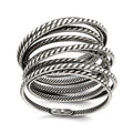 Curata 925 Sterling Silver Antiqued Coil Spring Multi Layered Vintage Ring