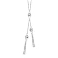 Curata 925 Sterling Silver Italian 18 Rhodium Plated Tassel Bead Lariat Necklace
