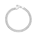 Sterling Silver Italian Mens 6Mm Curb Chain Bracelet Choice Of 8 Or 9 White