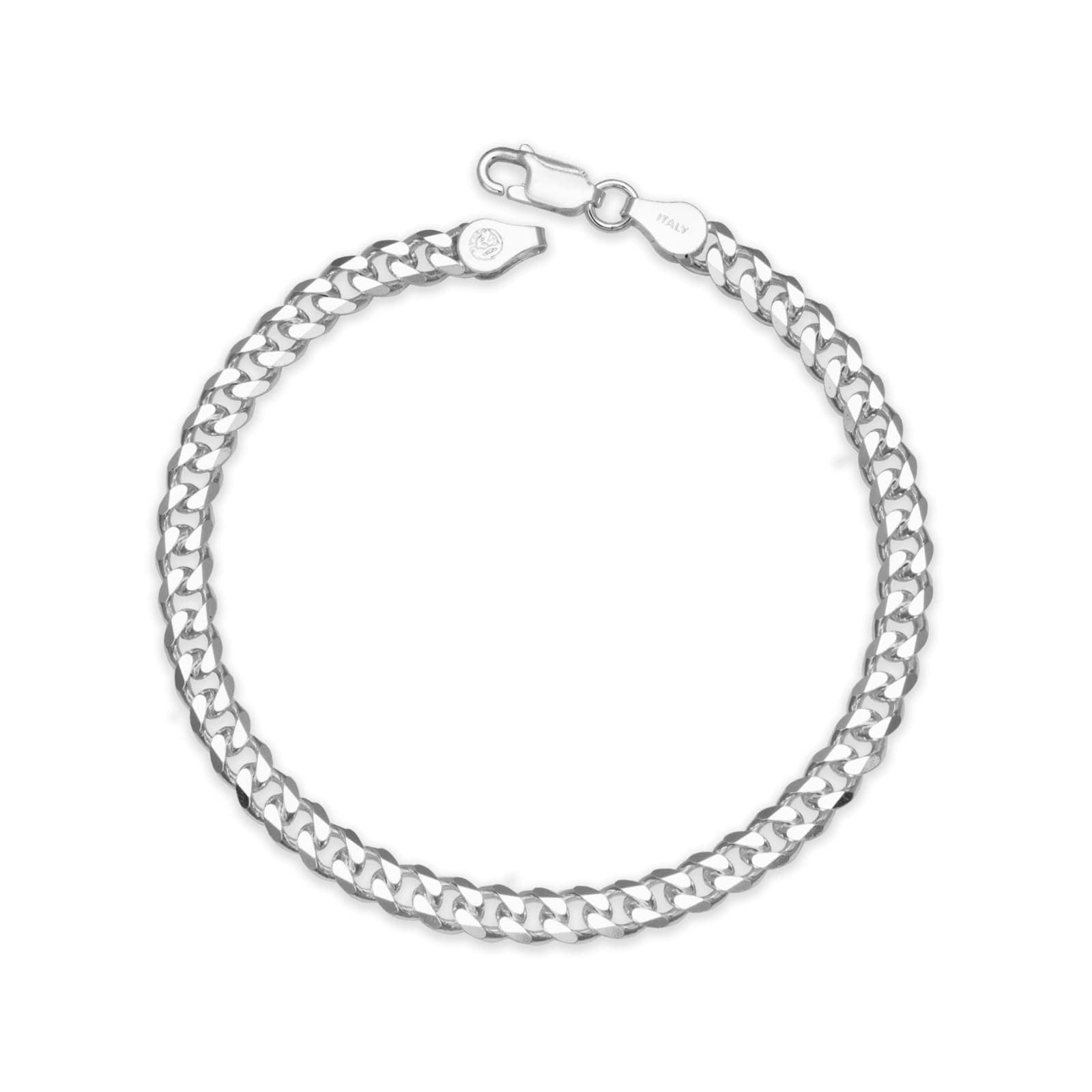 Sterling Silver Italian Mens 6Mm Curb Chain Bracelet Choice Of 8 Or 9 White