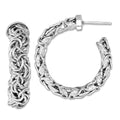 Curata 925 Sterling Silver Italian Rhodium Plated Byzantine Post Earrings 30X7.5Mm