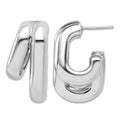 Curata 925 Sterling Silver Italian Rhodium Plated Double Tube Post Earrings 25X16Mm