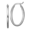 Curata 925 Sterling Silver Italian Rhodium Plated Satin Brushed Large Oval Hoop Earrings 28X2.5Mm