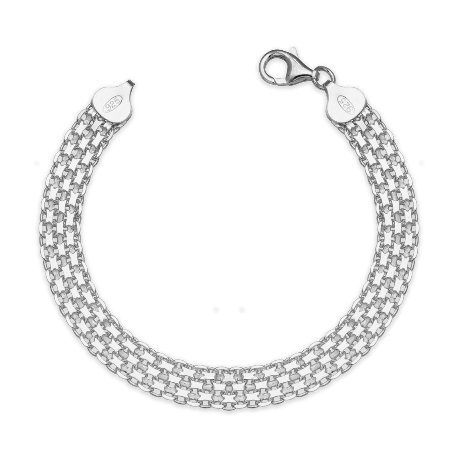 Curata 925 Sterling Silver Italian Unisex 8Mm Bismark Chain Bracelet Choice Of 7 Or 8 White