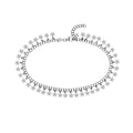 Curata 925 Sterling Silver Rhodium Plated 10 Hanging Stars Adjustable Anklet