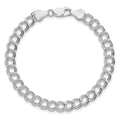 Curata 925 Sterling Silver 8Mm Rhodium Polished Flat Adjustable Cuff Bangle Bracelet