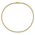 Curata 10K Yellow Gold 9 Inch 1.5Mm Diamond Cut Rope Chain Anklet Ankle Bracelet For Women
