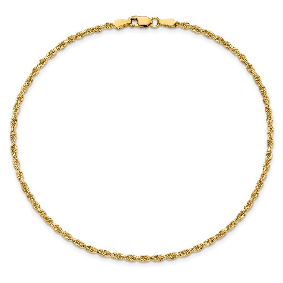 Curata 10K Yellow Gold 9 Inch 1.5Mm Diamond Cut Rope Chain Anklet Ankle Bracelet For Women