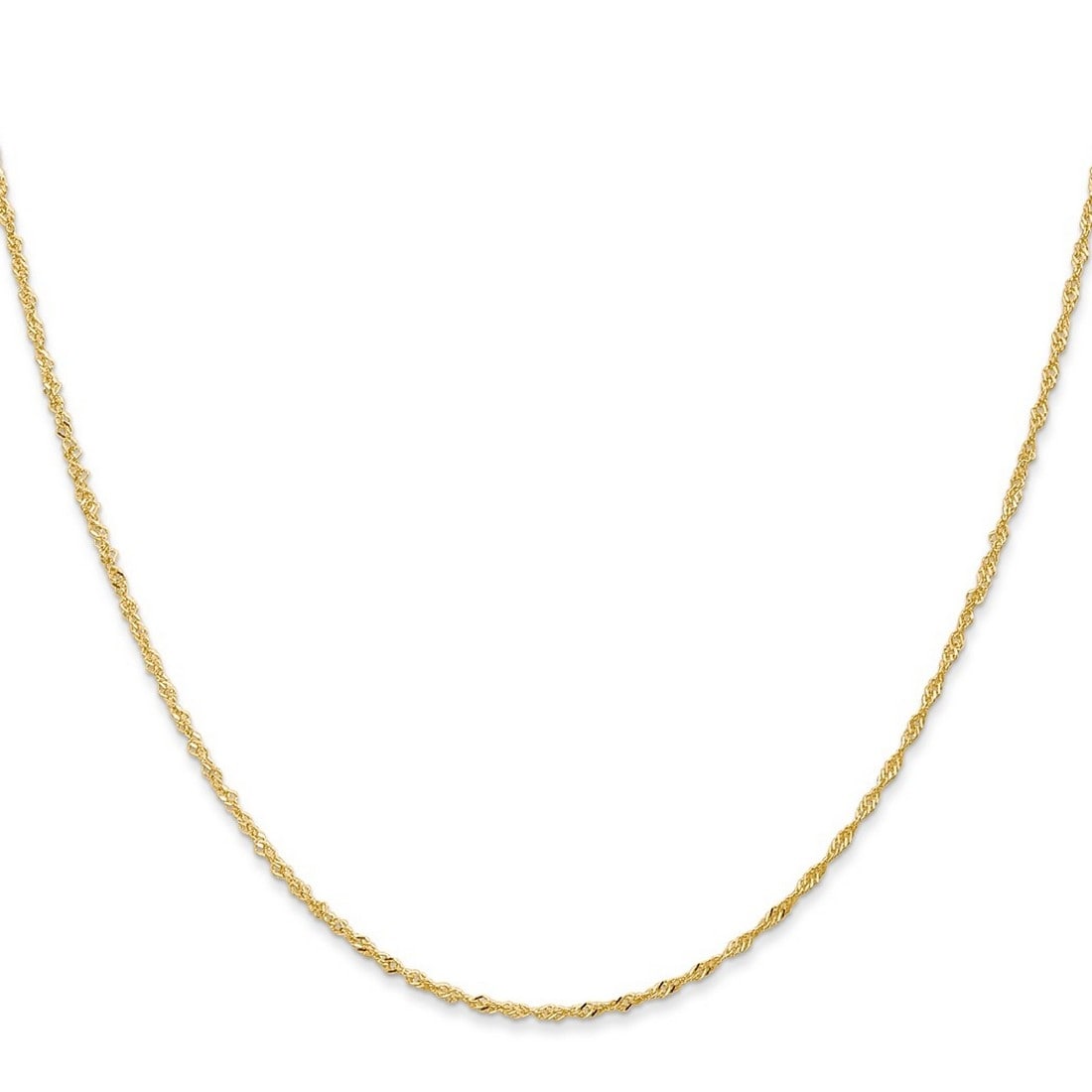 Curata Italian 14K Yellow Gold 1Mm Light D C Singapore Chain Necklace Lobster Options 16 18 20 24