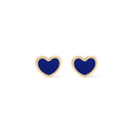 Curata Italian Solid 14K Yellow Gold 7Mm Inlaid Genuine Gemstone Stud Earrings