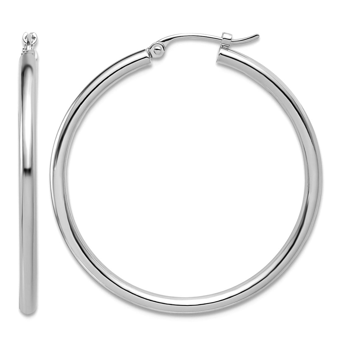 Curata Jewelry Solid 950 Platinum 2Mm Classic Hoop Earrings