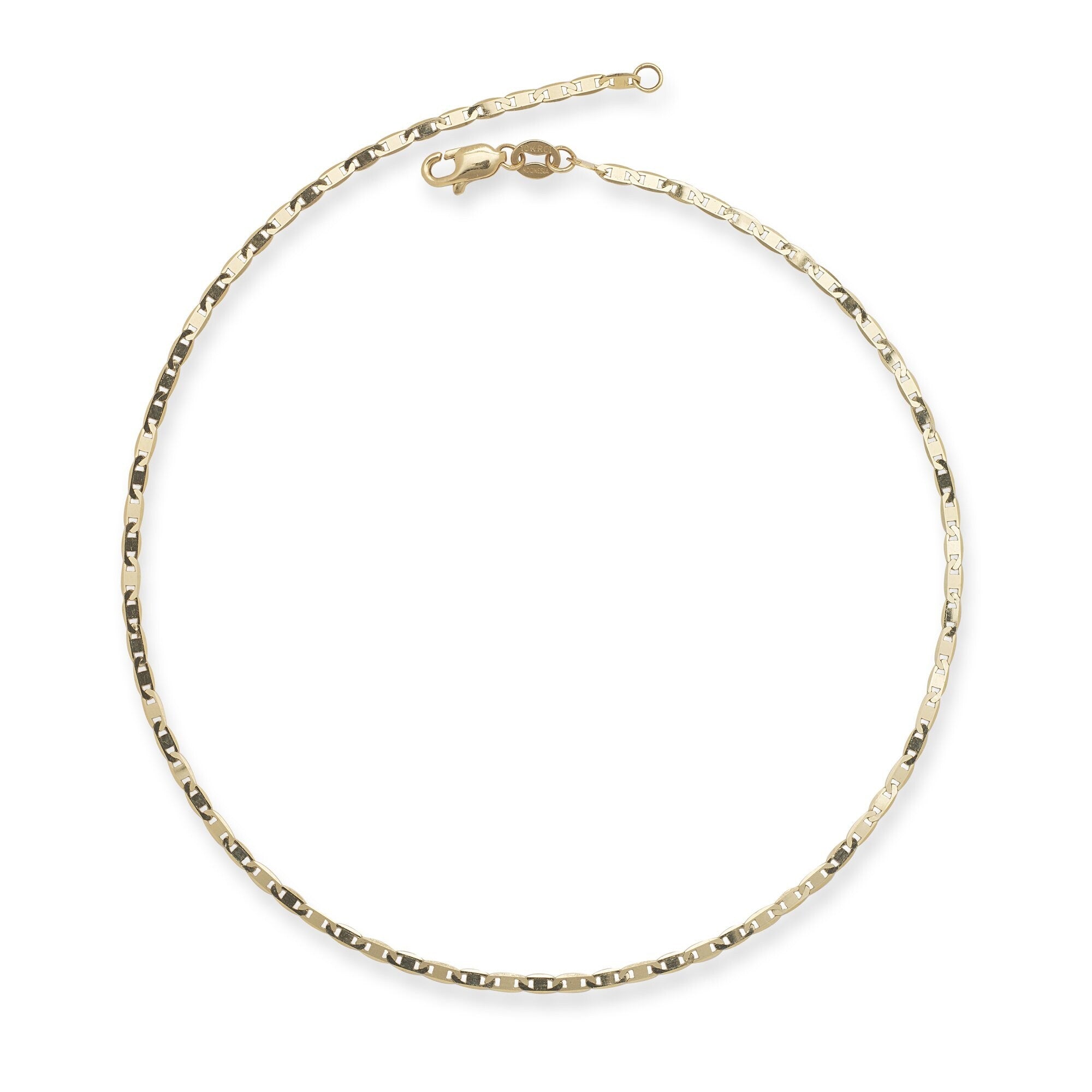 Curata Solid 10K Yellow Gold 10 2.2Mm Mariner Chain Anklet