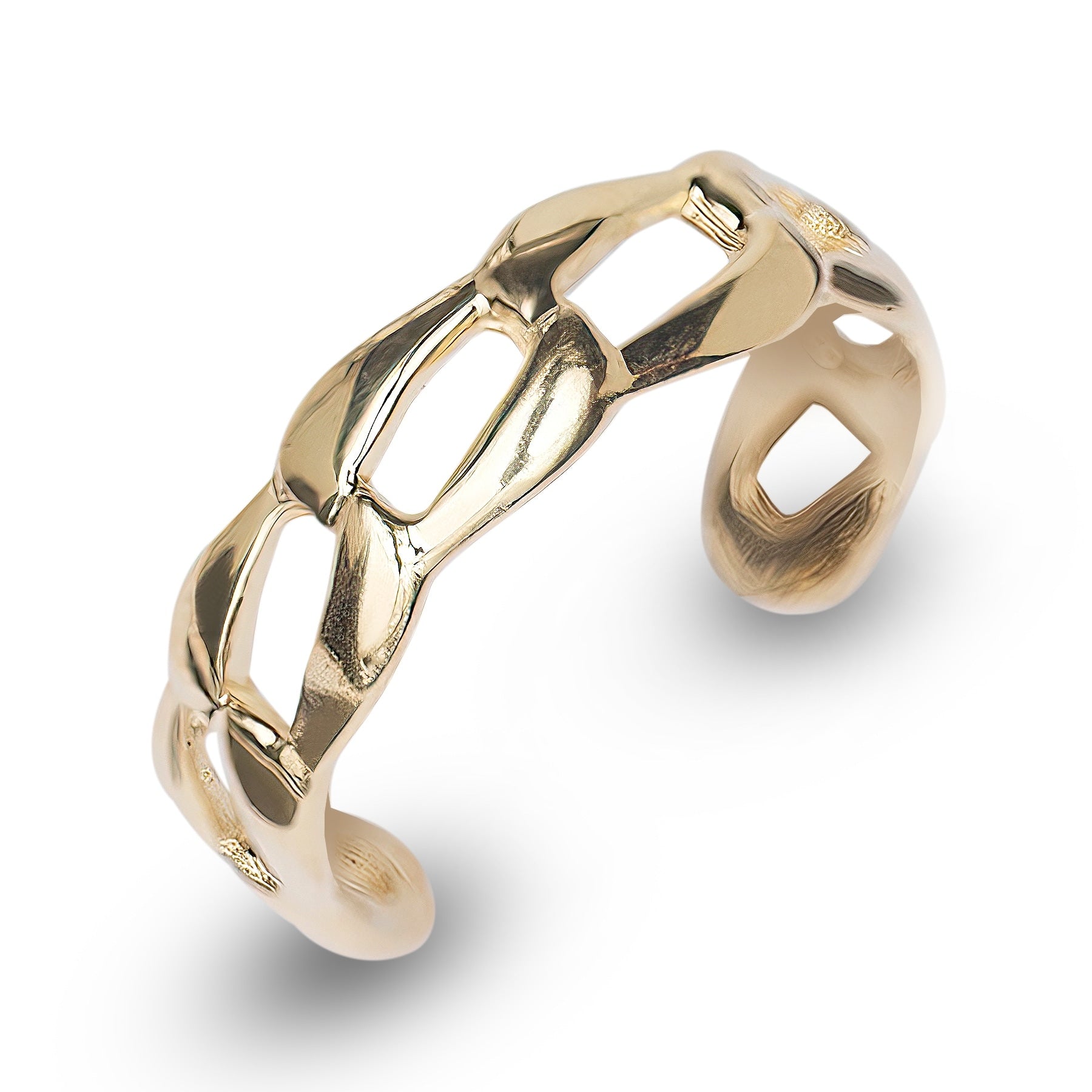Curata Solid 10K Yellow Gold 4Mm Flat Curb Link Adjustable Toe Ring