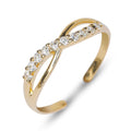 Curata Solid 10K Yellow Or White Gold 4Mm Cubic Zirconia Infinity Adjustable Toe Ring