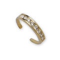Curata Solid 10K Yellow Or White Gold Adjustable Channel Set Cubic Zirconia Toe Ring 3Mmx15Mm
