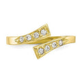Curata Solid 10K Yellow Or White Gold Adjustable Cubic Zirconia Bypass Toe Ring