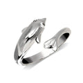 Curata Solid 10K Yellow Or White Gold Adjustable Cubic Zirconia Dolphin Toe Ring