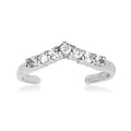 Curata Solid 10K Yellow Or White Gold Adjustable Cubic Zirconia V Shape Toe Ring