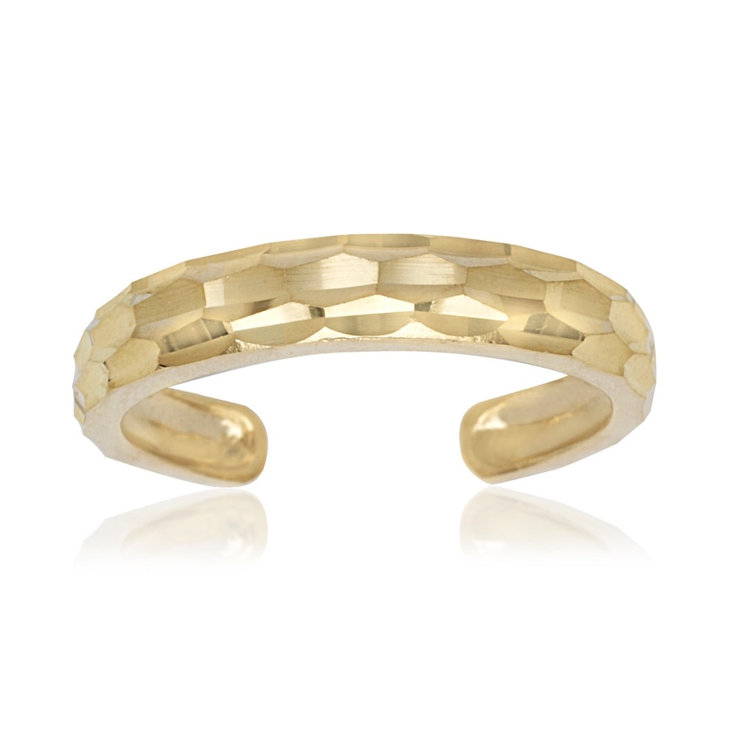 Curata Solid 10K Yellow Or White Gold Adjustable Diamond Cut Band Toe Ring