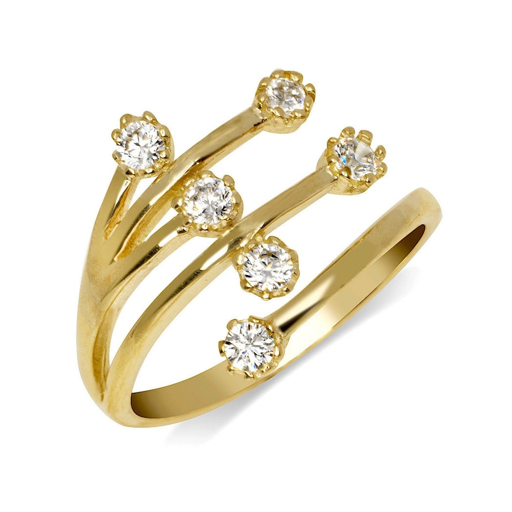 Curata Solid 10K Yellow Or White Gold Elegant Waterfall Adjustable Cubic Zirconia Toe Ring 12Mmx15Mm