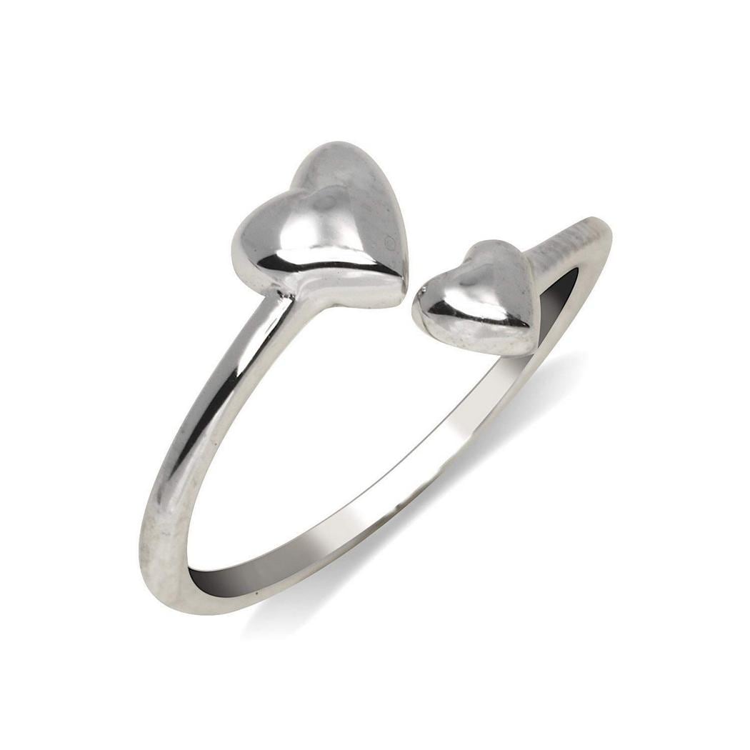 Curata Solid 10K Yellow Or White Gold Small Heart Bypass Adjustable Toe Ring 10Mmx15Mm