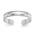 Curata Solid 10K Yellow White Or Rose Gold 4Mm Polished Milgrain Adjustable Toe Ring