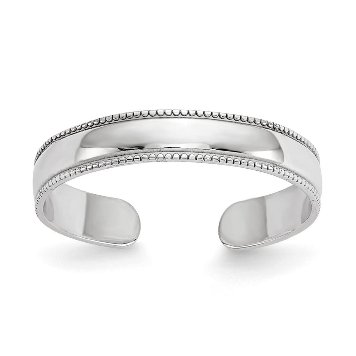 Curata Solid 10K Yellow White Or Rose Gold 4Mm Polished Milgrain Adjustable Toe Ring