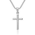 Curata 14K White Gold 18 Small Polished Latin Cross Pendant Necklace 12X25Mm
