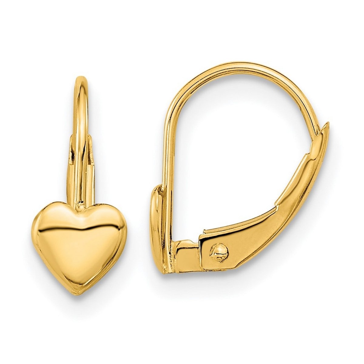 Curata Solid 14K Yellow Gold 12X5Mm Childrens Polished Heart Leverback Earrings Orange