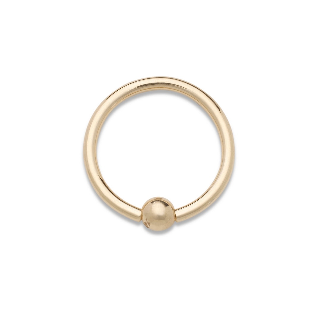 Curata Solid 14K Yellow Or White Gold 16G Small 2Mm Bead Hoop Lip Eyebrow Cartilage Tragus Nose Ring