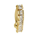 Curata Solid 14K Yellow Or White Gold Princess Square Cubic Zirconia Top Mount Belly Button Ring Dangle 4Mm X 20Mm