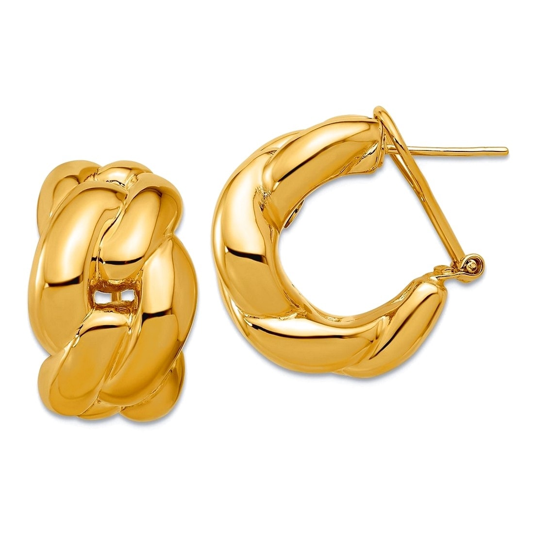 Curata Solid 18K Yellow Gold 22X14Mm Curb Link Omega Back Earrings