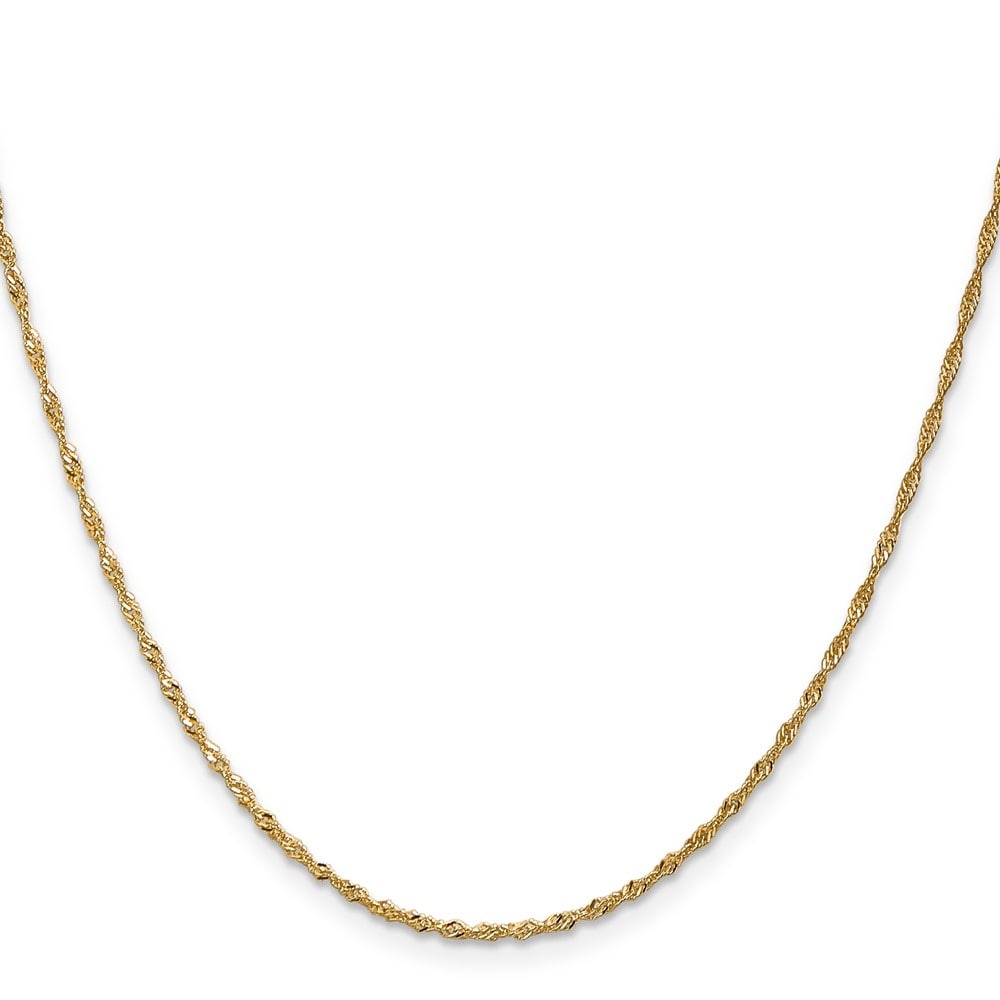Curata Solid 18K Yellow Or White Gold Italian Diamond Cut 1.35Mm Singapore Chain Necklace