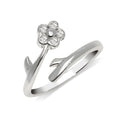 Curata Solid 925 Sterling Silver Flower Bypass Adjustable Cubic Zirconia Toe Ring 8Mmx15Mm