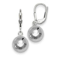 Curata Sterling Silver 10Mm Solid Ball Dangling Leverback Earrings White