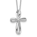 Curata Sterling Silver 18 Genuine Diamond Infinity Ribbon Cross Necklace 17X35Mm
